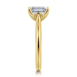 Gabriel & Co. Nola - 14K Yellow Gold Emerald Cut Lotus Diamond Engagement Ring