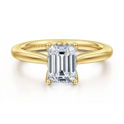 Gabriel & Co. Nola - 14K Yellow Gold Emerald Cut Lotus Diamond Engagement Ring