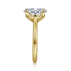Discount Gabriel & Co. Nola - 14K Yellow Gold Oval Lotus Diamond Engagement Ring