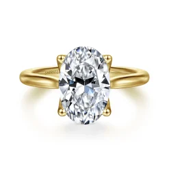 Discount Gabriel & Co. Nola - 14K Yellow Gold Oval Lotus Diamond Engagement Ring