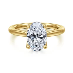 Outlet Gabriel & Co. Nola - 14K Yellow Gold Oval Lotus Diamond Engagement Ring