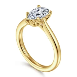New Gabriel & Co. Nola - 14K Yellow Gold Pear Shape Lotus Diamond Engagement Ring