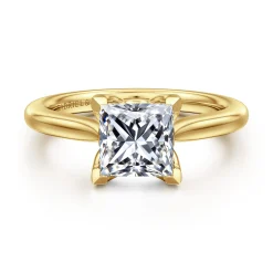 Discount Gabriel & Co. Nola - 14K Yellow Gold Princess Cut Lotus Diamond Engagement Ring