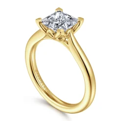 Discount Gabriel & Co. Nola - 14K Yellow Gold Princess Cut Lotus Diamond Engagement Ring