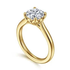 New Gabriel & Co. Nola - 14K Yellow Gold Round Lotus Diamond Engagement Ring