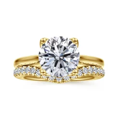 Best Gabriel & Co. Nola - 14K Yellow Gold Round Lotus Diamond Engagement Ring