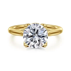 Best Gabriel & Co. Nola - 14K Yellow Gold Round Lotus Diamond Engagement Ring