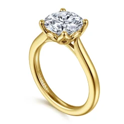 Best Gabriel & Co. Nola - 14K Yellow Gold Round Lotus Diamond Engagement Ring