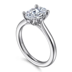New Gabriel & Co. Nola - Platinum Oval Lotus Diamond Solitaire Engagement Ring