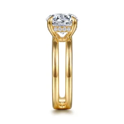 Discount Gabriel & Co. Oksana - 14K Yellow Gold Split Shank Round Diamond Engagement Ring