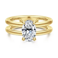 Clearance Gabriel & Co. Oksana - 14K Yellow Gold Split Shank Oval Diamond Engagement Ring