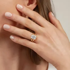 Sale Gabriel & Co. Oksana - 14K Yellow Gold Split Shank Emerald Cut Diamond Engagement Ring