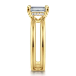 Clearance Gabriel & Co. Oksana - 14K Yellow Gold Split Shank Emerald Cut Diamond Engagement Ring