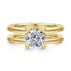 Best Gabriel & Co. Oksana - 14K Yellow Gold Split Shank Cushion Cut Diamond Engagement Ring