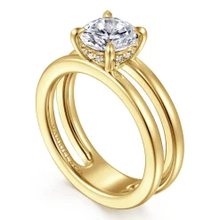 Gabriel & Co. Oksana - 14K Yellow Gold Split Shank Round Diamond Engagement Ring