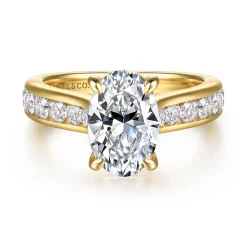 New Gabriel & Co. Olya - 14K Yellow Gold Oval Diamond Engagement Ring