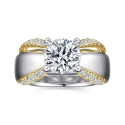 Clearance Gabriel & Co. Orleans - 14K White-Yellow Gold Round Diamond Engagement Ring