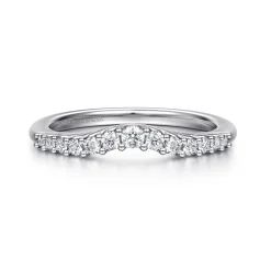 Gabriel & Co. Ostrava - Curved 14K White Gold Shared Prong Diamond Wedding Band - 0.25 ct