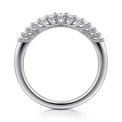 Gabriel & Co. Ostrava - Curved 14K White Gold Shared Prong Diamond Wedding Band - 0.25 ct