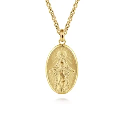 Discount Gabriel & Co. Oval 14K Yellow Gold Virgin Mary Pendant