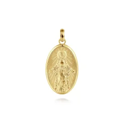 Discount Gabriel & Co. Oval 14K Yellow Gold Virgin Mary Pendant