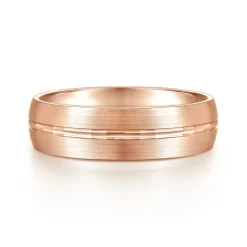 New Gabriel & Co. Owen - 14K Rose Gold 6mm - Men's Wedding Band in Satin Finish