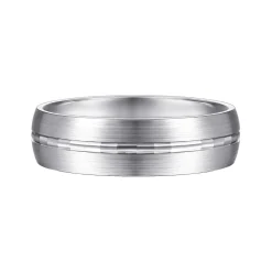 New Gabriel & Co. Owen - 14K White Gold 6mm - Men's Wedding Band in Satin Finish