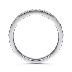 Clearance Gabriel & Co. Padua - 14K White Gold Micro Pave Channel Diamond Wedding Band with Milgrain - 0.25 ct