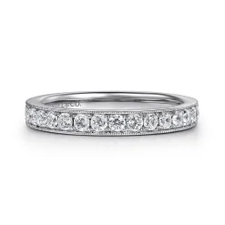 Online Gabriel & Co. Padua - 14K White Gold Micro Pave Channel Diamond Wedding Band with Milgrain - 0.5 ct