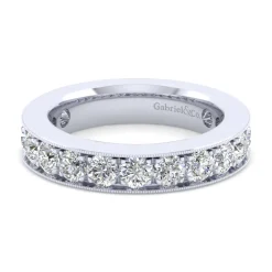 New Gabriel & Co. Padua - 14K White Gold Micro Pave Set Diamond Anniversary Band - 1.75 ct