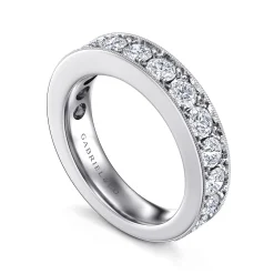 Sale Gabriel & Co. Padua - 14K White Gold Micro Pave Set Diamond Anniversary Band - 2 ct