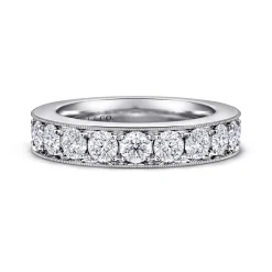 Sale Gabriel & Co. Padua - 14K White Gold Micro Pave Set Diamond Anniversary Band - 2 ct