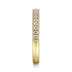 Best Gabriel & Co. Padua - 14K Yellow Gold Micro Pave Channel Diamond Wedding Band with Milgrain - 0.25 ct