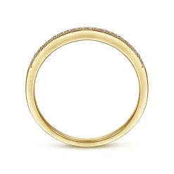 New Gabriel & Co. Padua - Vintage Inspired 14K Yellow Gold Micro Pave Set Diamond Wedding Band - 0.1 ct