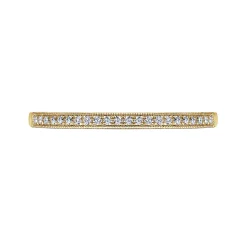 New Gabriel & Co. Padua - Vintage Inspired 14K Yellow Gold Micro Pave Set Diamond Wedding Band - 0.1 ct