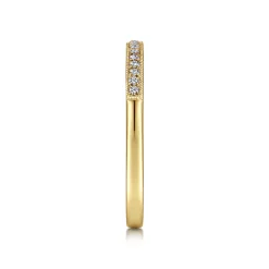 New Gabriel & Co. Padua - Vintage Inspired 14K Yellow Gold Micro Pave Set Diamond Wedding Band - 0.1 ct