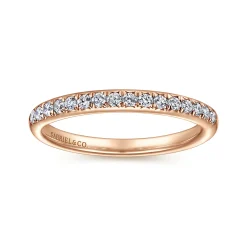 Sale Gabriel & Co. Panama - 14K Rose Gold Round 16 Stone Diamond Wedding Band - 0.25 ct