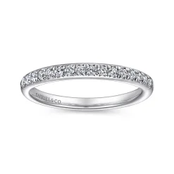 Best Gabriel & Co. Panama - 14K White Gold Round 16 Stone Diamond Wedding Band - 0.25 ct