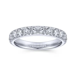 Sale Gabriel & Co. Panama - 14K White Gold Round 14 Stone Diamond Wedding Band - 1 ct