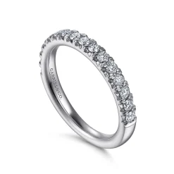 Best Gabriel & Co. Panama - 14K White Gold Round 16 Stone Diamond Wedding Band - 0.45 ct