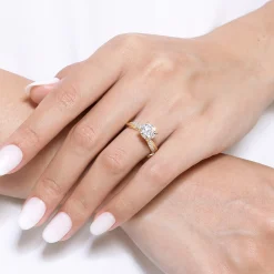 Gabriel & Co. Panelope - 14K Yellow Gold Twisted Round Diamond Engagement Ring