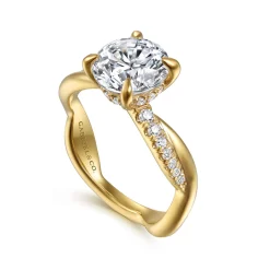 Gabriel & Co. Panelope - 14K Yellow Gold Twisted Round Diamond Engagement Ring