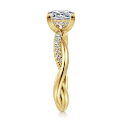 Hot Gabriel & Co. Panelope - 14K Yellow Gold Twisted Princess Cut Diamond Engagement Ring