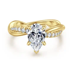 Hot Gabriel & Co. Panelope - 14K Yellow Gold Twisted Pear Shape Diamond Engagement Ring