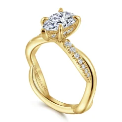 Hot Gabriel & Co. Panelope - 14K Yellow Gold Twisted Pear Shape Diamond Engagement Ring