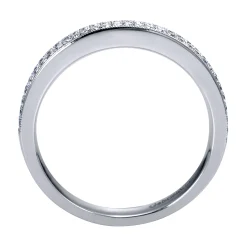 New Gabriel & Co. Parma - 14K White Gold Micro Pave Channel Diamond Anniversary Band with Milgrain - 0.22 ct
