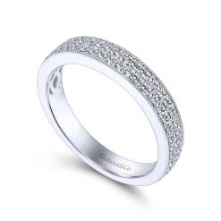 Gabriel & Co. Parma - 14K White Gold Micro Pave Channel Diamond Anniversary Band with Milgrain - 0.5 ct