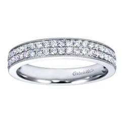 Gabriel & Co. Parma - 14K White Gold Micro Pave Channel Diamond Anniversary Band with Milgrain - 0.5 ct