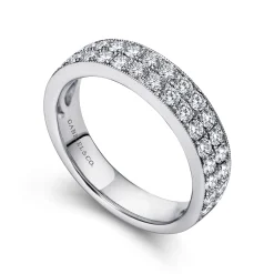 Outlet Gabriel & Co. Parma - 14K White Gold Micro Pave Channel Diamond Anniversary Band with Milgrain - 1 ct