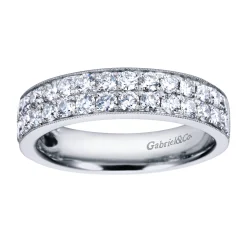 Outlet Gabriel & Co. Parma - 14K White Gold Micro Pave Channel Diamond Anniversary Band with Milgrain - 1 ct